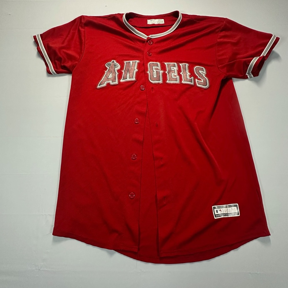 MLB Los Angeles Angels Mike Trout 27 Jersey Red Youth XL 18/20 Baseball 617698
